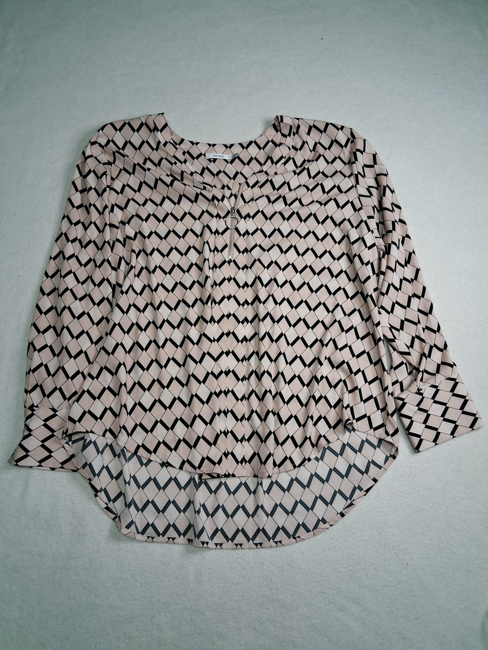 Ricki's Blush Pink & Black Geometric Button-Front Blouse